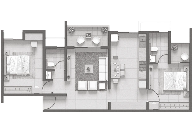 Rohan Viti 2BHK Floor Plan