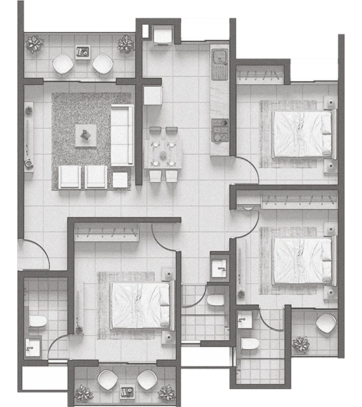 Rohan Viti 3BHK Floor Plan